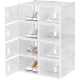 WOLTU Schuhregal mit 8 stapelbaren Schuhboxen Kunststoff  Steckregal 25x19x35 cm