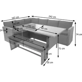 MCW Poly-Rattan-Garnitur A29 14-tlg. Grau