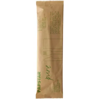 Papstar 50 Bestecksets, Holz "pure" : Messer, Gabel, Serviette in Papierbeutel