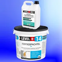 LEVEL PLUS Fertigspachtel 20kg und 5L Tiefengrund Gipsspachtel, Glättspachtel,