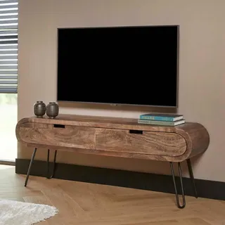 RINGO-Living Sideboard TV Lowboard Sanoe, Sideboard Industrial Style TV Board, Konsolentisch rustikal, Sideboard Holz massiv, TV Schrank, Fernsehschrank für Wohnzimmer & Schlafzimmer, TV Tisch Ablage