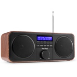 Audizio Novara - DAB Plus Radio, UKW Radio, Digitalradio Kopfhöreranschluss, Alarm Radiowecker, Snooze, 20 Speicherplätze, DAB Küchenradio, Stereo Kompaktanlage mit Display - Dunkelbraun Schwarz