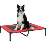 Hundebett, Hundeliege, Robust, Erhöht & Wetterfest, Bis 50 Kg, 92x76x18cm, Rot