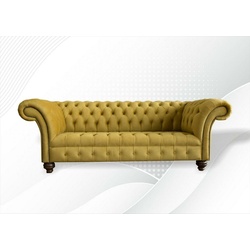 JVmoebel Chesterfield-Sofa, Chesterfield 3 Sitzer Gelb Stoff Chesterfield Design Couchen Sofas Neu Luxus neu gelb