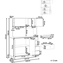 Beliani Buffetschrank Campbellton 120 x 40 x 173 cm Braun