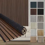 HEXIM Akustikpaneele 2 Stück 278x60cm Holz Comfort - flexible Holzpaneele Platten Lamellenwand flexibel MDF Wandpaneele TV Wandverkleidung Holzwand Deko braun (3.34m2 Catania Oak)