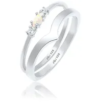 Elli Ring-Set Marquise Opal Zirkonia Dreieck (2 tlg) 925 Silber, Ring Set silberfarben 58