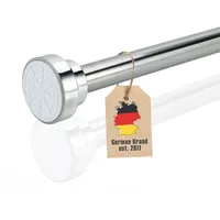 Intirilife Teleskopstange in SILBER 85 - 140 cm Ausziehbare Stange, Edelstahl, verstellbar, rutschfest, vielseitig einsetzbar ohne Bohren und Schrauben- Klemmstange Duschvorhangstange Gardinenstange