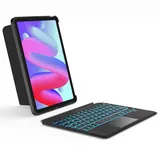 Inateck Tastatur Hülle für iPad Air 6 11 Zoll 2024,iPad Air 5/4 10.9 Zoll,iPad Pro 11 Zoll 4/3/2/1,Hoch-/Querformat Ständer,Abnehmbare Touchpad mit 7-Farbiger Hintergrund Beleuchtung,QWERTZ,KB04111