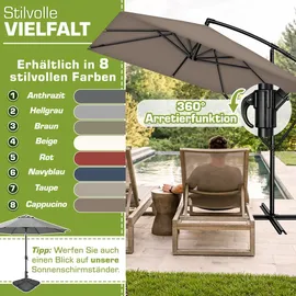 tillvex Alu Sonnenschirm Rechteckig Ø 330 cm Cappuccino