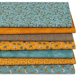 Patchwork- und Quiltpaket "Ginkgo", jade/honig