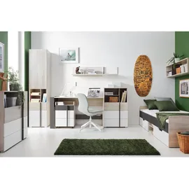Deine Möbel 24 Jugendbett REMI 90 x 200 cm Eiche matt weiß-beige