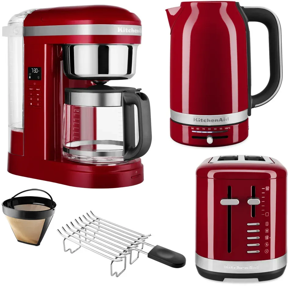 KitchenAid Frühstücks-Set mit Kaffeemaschine, Wasserkocher & Toaster Empire Rot