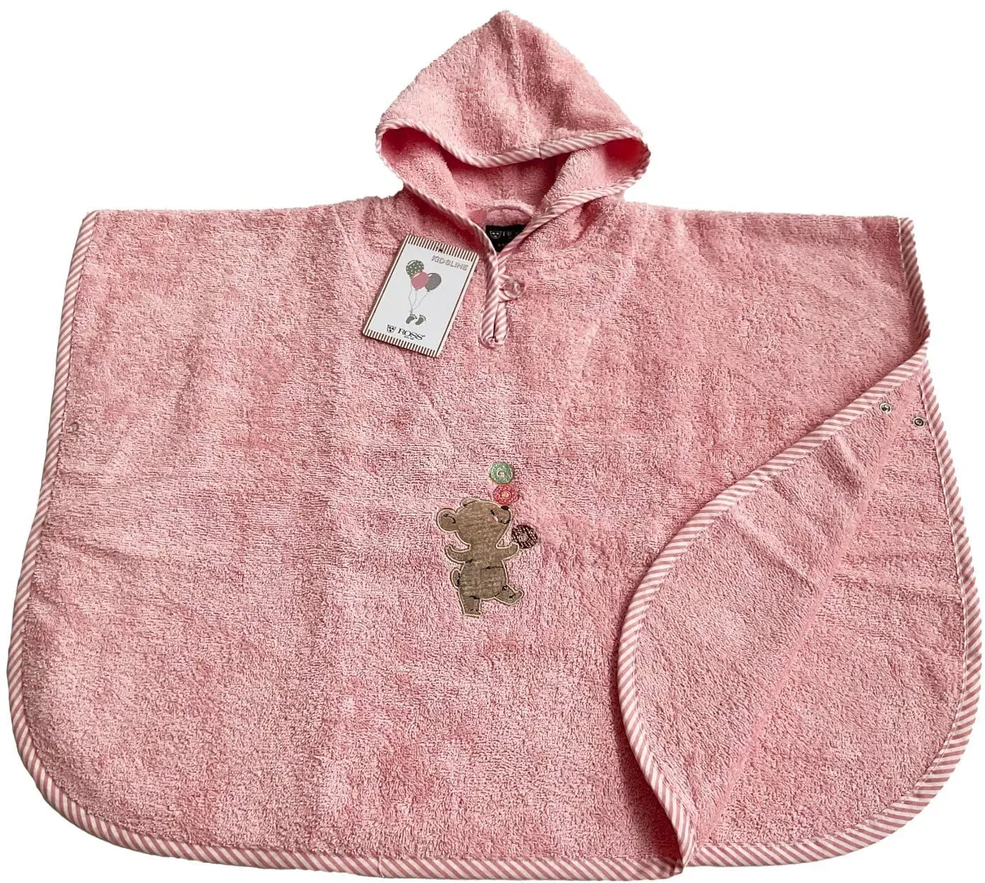 Ross Walk Frottier Kinderprogramm Donut Bär soft pink Poncho 50x70 cm - pink