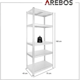 Arebos Schwerlastregal 180 x 75 x 45 cm 875 kg, Kellerregal Steckregal verzinkt
