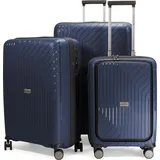 HAUPTSTADTKOFFER TXL 3er Kofferset leichte robuste Reise-Trolleys Laptop-Fach Koffer auf Rollen Gepäck-Set Reisekoffer lightweight Travel Bags,,Du... - Dunkelblau