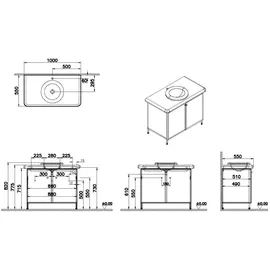 Vitra Waschtisch-Unterschrank 2 Glastüren 88 x 51 x 71,5 cm Schwarz