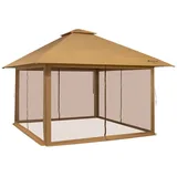 Costway Faltpavillon 4 x 4 m inkl. 4 Seitenteile Braun/Khaki