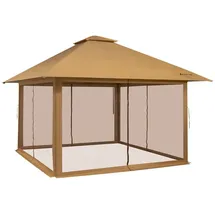 Costway Faltpavillon 4 x 4 m inkl. 4 Seitenteile Braun/Khaki