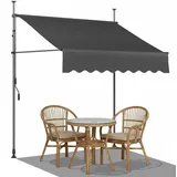 Klemmmarkise Balkonmarkise ohne Bohren, Sonnenschutz für Balkon und Terrasse, Dunkelgrau, 250 × 120 cm - Dunkelgrau