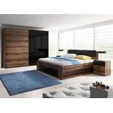 Schlafzimmer-Set "Galaxy" komplett 140x200cm monastery eiche - schwarz Hochglanz