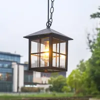 E27 LED Outdoor Höhenverstellbar Pendellampe Retro Außen/Innen Hängeleuchte Schwarz Wasserdichter IP44 Metall Glas Lampenschirm Pendelleuchte für Garten Eingang Flur Balkon Pavillon Villa pendant