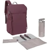 Lässig Baby Wickelrucksack mit Wickelunterlage, Kinderwagenbefestigung und Flaschenhalter/GRE Slender Up Backpack deep red