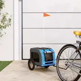 Runheo Fahrradanhänger Hunde Blau Grau aus Oxford-Gewebe und Eisen, 124x53x53 cm, faltbar mit Netzfenster und Belüftung, transportwagen für Hunde Welpen Katzen