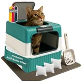 Coemo Katzentoilette mit Deckel und Schublade in Türkis | Gr.: onesize