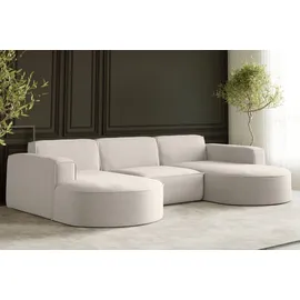 kaiser möbel Ecksofa Designer MODENA U STUDIO stoff Dicker cord Poso Beige - Beige