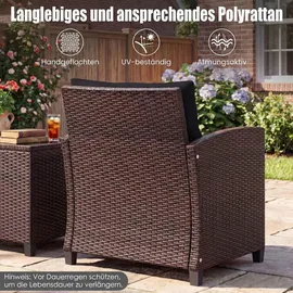 Costway Rattanmöbel Set 3-tlg. Schwarz/Braun