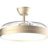 Airwit 106cm Einziehbares Deckenventilator mit Beleuchtung und Fernbedienung, 3 Farbtemperaturen Lampe mit Ventilator, Leise Deckenventilator mit Licht DC Motor für Wohnzimmer, Schlafzimmer