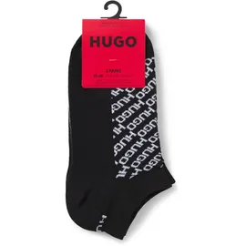 hugo underwear Sneakersocken HUGO UNDERWEAR "3P AS SLANTMONO CC W", Damen, Gr. 39-42, schwarz (schwarz 001), Baumwollmischung, elastisch, Socken Sneakersocken, mit Logo Details