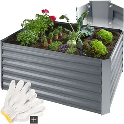 tectake® Hochbeet, aus verzinktem Stahl, mit offenem Boden, Füllmenge 600 l, 120 x 90 x 57 cm