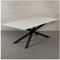 MAGNA Atelier Esstisch SPIDER mit Marmor Tischplatte, Dining Table, Küchentisch, Naturstein, 200x100cm - 160x80cm weiß 200 cm x 100 cm