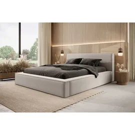 FEDVE Polsterbett Mendocino aus Bouclé-Stoff 200x200 Beige - Beige
