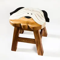 Kinderhocker, Schemel, Kinderstuhl massiv aus Holz mit Tiermotiv Hund Terrier, 25 cm Sitzhöhe für unsere Kindersitzgruppe