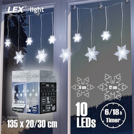 LINDER EXCLUSIV LEX Lichterkette Schneeflocken 10 LED kaltweiß