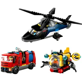 LEGO City Kombinationsset mit Hubschrauber, Löschauto und U-Boot