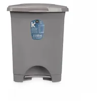 BigBuy Home Mülleimer mit Pedal, grau, Kunststoff, 10 l,
