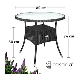 CASARIA Gartentisch Ø 80 x 74 cm schwarz
