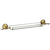 Belle Arti Luxus Wandregal Glasregal Badregal Badablage Glasplatte 1- oder 2-stöckig mit Halterung aus Messing Vintage in Gold Optik - Wandmontage - pflegeleicht und rostfrei (1-Etage)