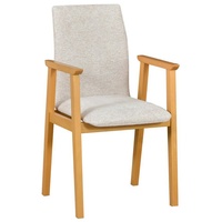 Beautysofa Esszimmerstuhl Moderner Stuhl / Sessel mit Armlehnen FARIM für das Esszimmer (6 St), Beine aus massivem Buchenholz beige