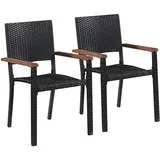 vidaXL Polyrattan Gartenstühle 56 x 55 x 88 cm schwarz 2 St. 43937