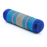 Leewadee Pilates Rolle Nackenstütze kleines Yoga Bolster Yogakissen ökologisches Naturprodukt, Kapok, 50 x 15 x 15 cm, Blau