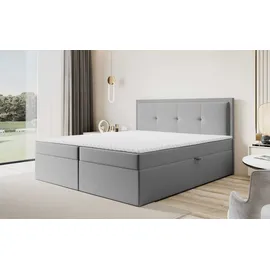Fun Möbel Boxspringbett Schlafzimmerbett DEGNA 180x200cm Stoff Gerra Grau / Speed - Grau