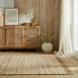 Kadima Design Handgewebter Teppich mit Fransen in Beige `Conwy` - Natürlich & Stilvoll. 120x170 cm