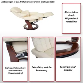 Robas Lund Relaxsessel Windsor 2 Leder 90 x 105 x 82 cm Schwarz/Walnuss-Optik drehbar