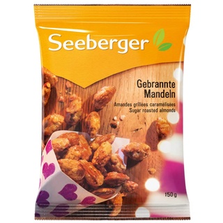 Seeberger Gebrannte Mandeln, Knackige fein süßliche Mandeln umhüllt von einem knackigen Karamellmantel - intensives Aroma - glutenfrei, vegan (1 x 150 g)