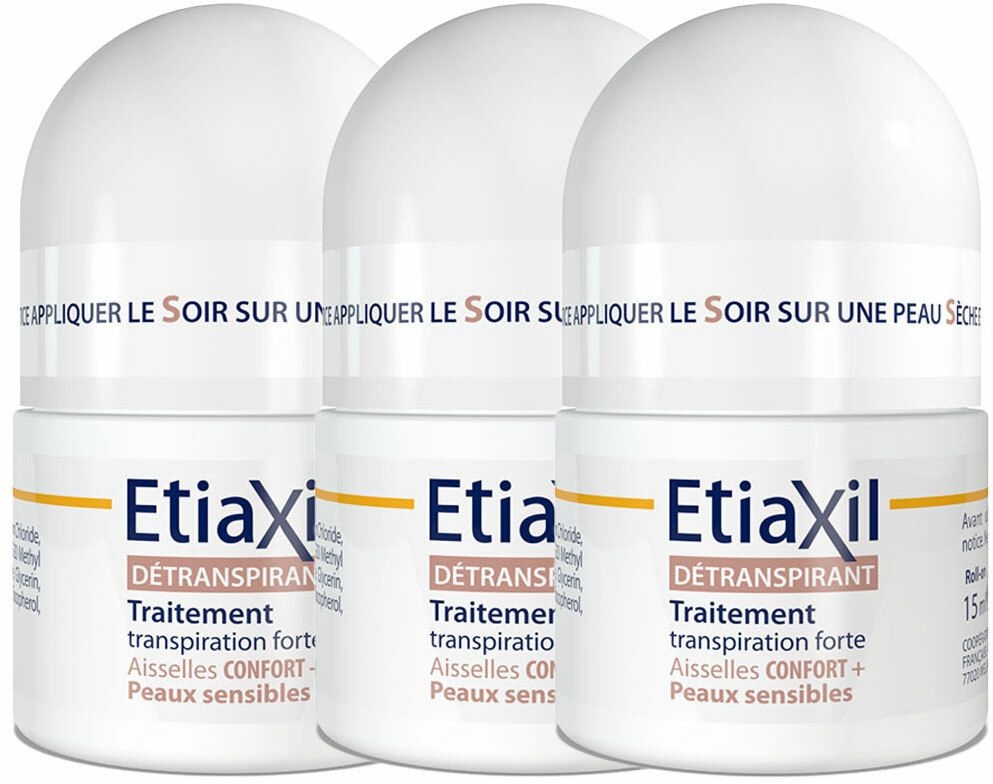 EtiaXil Détranspirant aisselles CONFORT+ 3x15 ml Rouleau